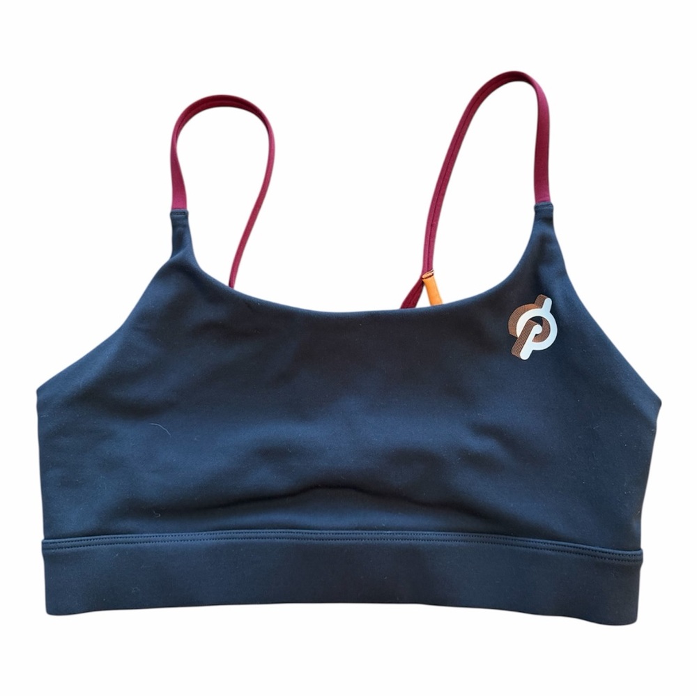 Peloton Women's Dark Blue Cadence Peak Sports Bra with Red Straps - M